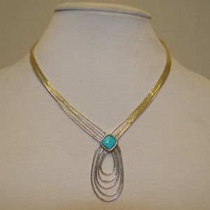 CP 17-21" Liquid Silver Turquoise Necklace